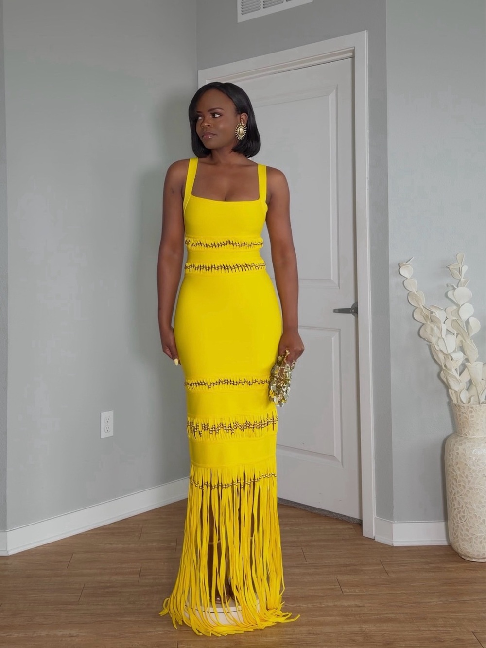 Yellow Fringe Maxi Dress